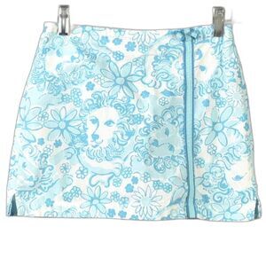 Lilly Pulitzer Girls Lenore Cotton Twill Skort in Blue Lion Size 10